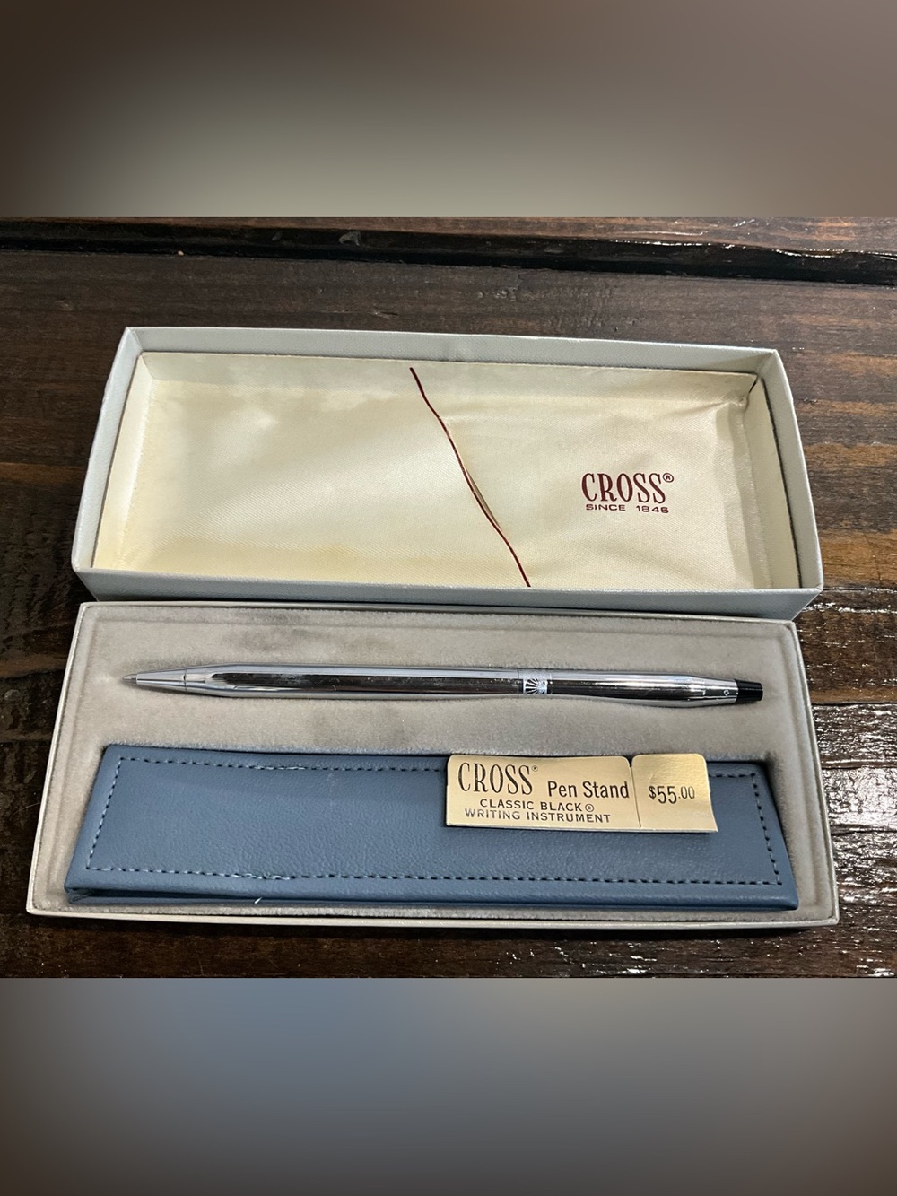 Vintage Cross Classic Chrome ladies Ball Point Pen with Stand IOB NOS